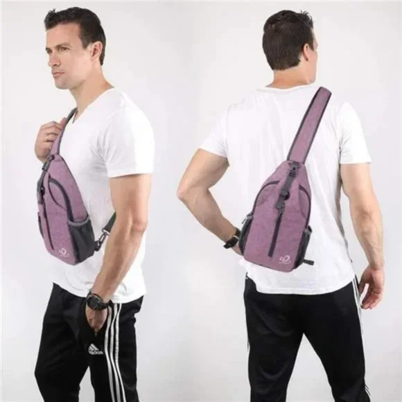 Crossbody Sling Backpack Sling Bag Purple - Picture 3 of 7